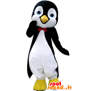 Mascotte zwart en wit pinguïn, met mooie blauwe ogen - MASFR031237 - Penguin Mascot