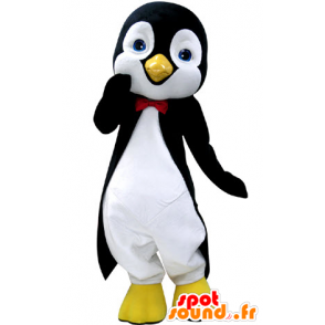 Mascotte zwart en wit pinguïn, met mooie blauwe ogen - MASFR031237 - Penguin Mascot