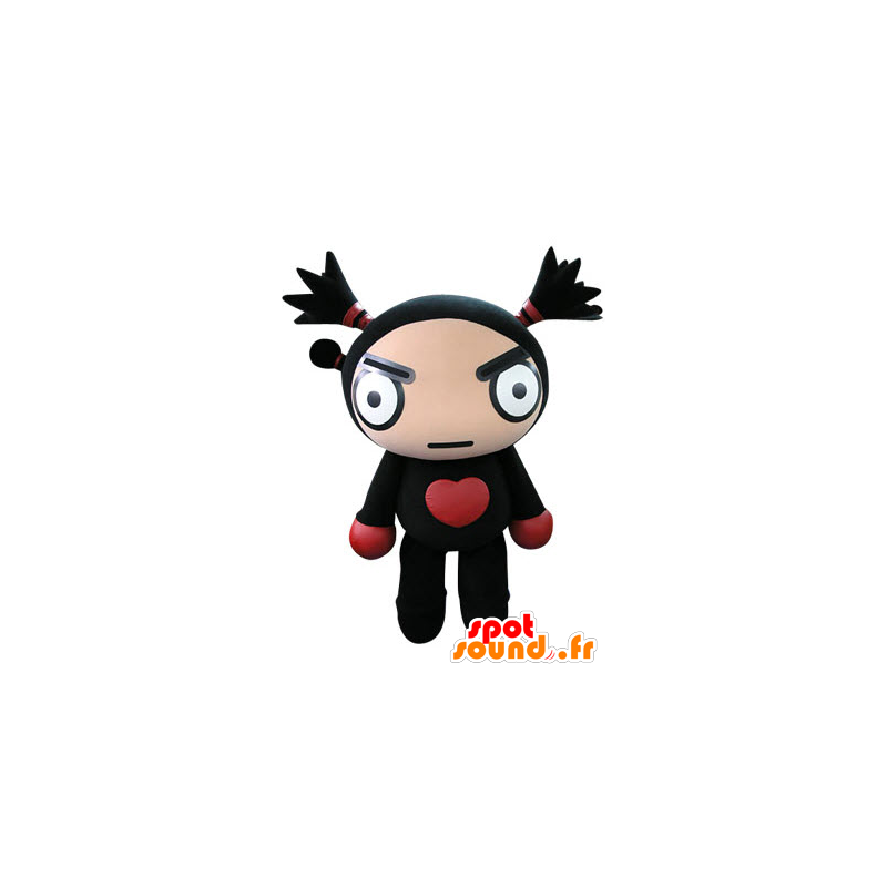 Mascotte de poupée noire et rouge à l'air farouche - MASFR031244 - Mascottes non-classées