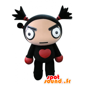Mascotte de poupée noire et rouge à l'air farouche - MASFR031244 - Mascottes non-classées