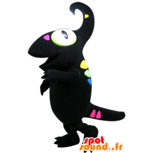 Black chameleon mascot with colored spots - MASFR031251 - The jungle animals