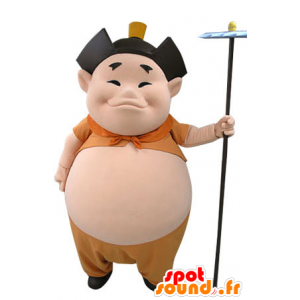 Asiatisk mand maskot med en stor mave - Spotsound maskot kostume