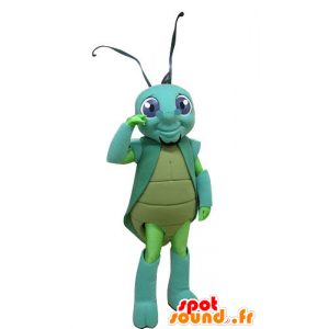 Cricket mascot, green, and blue insect - MASFR031256 - Mascots insect