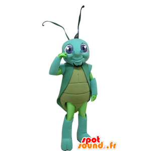 Cricket mascotte, groen, blauw insect - MASFR031256 - mascottes Insect