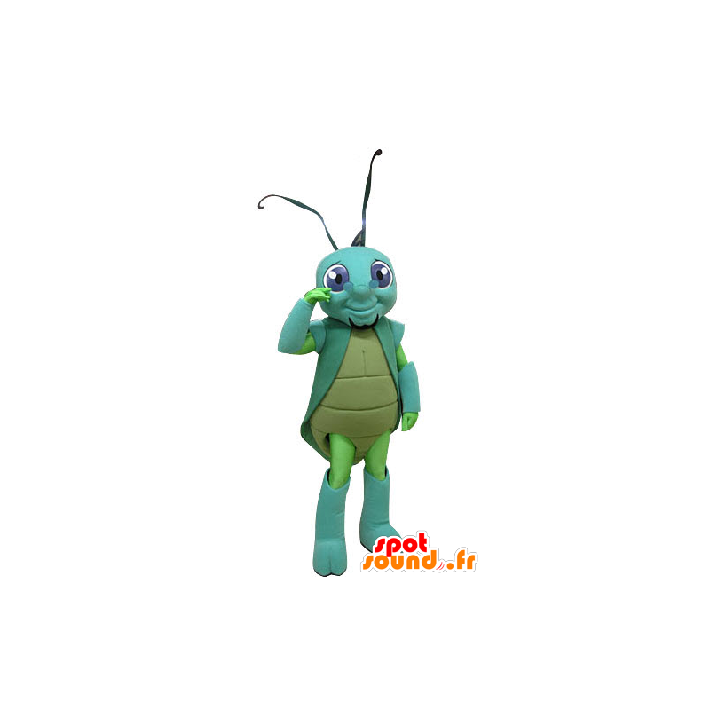 Mascotte de criquet, d'insecte vert et bleu - MASFR031256 - Mascottes Insecte