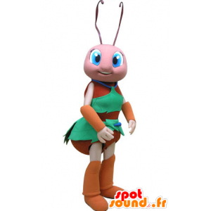 Mascotte de fourmi orange et rose. Mascotte d'insecte - MASFR031257 - Mascottes Insecte