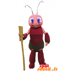 Mascotte de fourmi, de criquet rose et rouge - MASFR031258 - Mascottes Fourmi