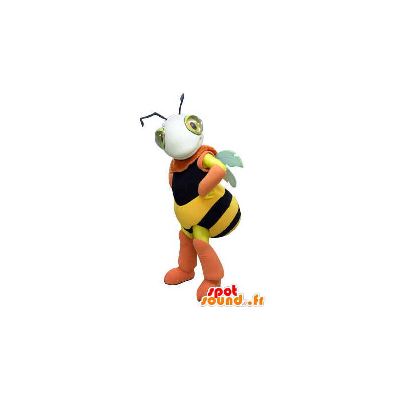 Mascotte d'abeille jaune, noire et rose. Mascotte d'insecte - MASFR031260 - Mascottes Insecte