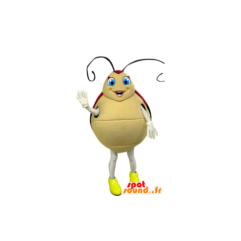Mascot Marienkäfer rot und beige mit blauen Augen - MASFR031261 - Maskottchen Insekt