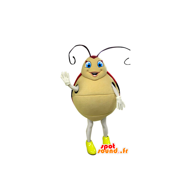 Mascot joaninha vermelho e bege com olhos azuis - MASFR031261 - mascotes Insect