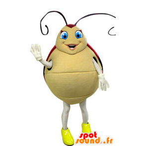 Mascot lieveheersbeestje rood en beige met blauwe ogen - MASFR031261 - mascottes Insect