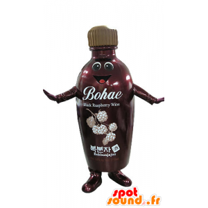 Botella de color rojo y la mascota de color marrón, sonriendo - MASFR031263 - Botellas de mascotas