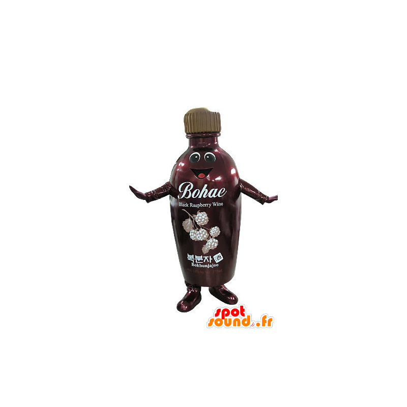 Mascotte de bouteille rouge et marron, souriante - MASFR031263 - Mascottes Bouteilles