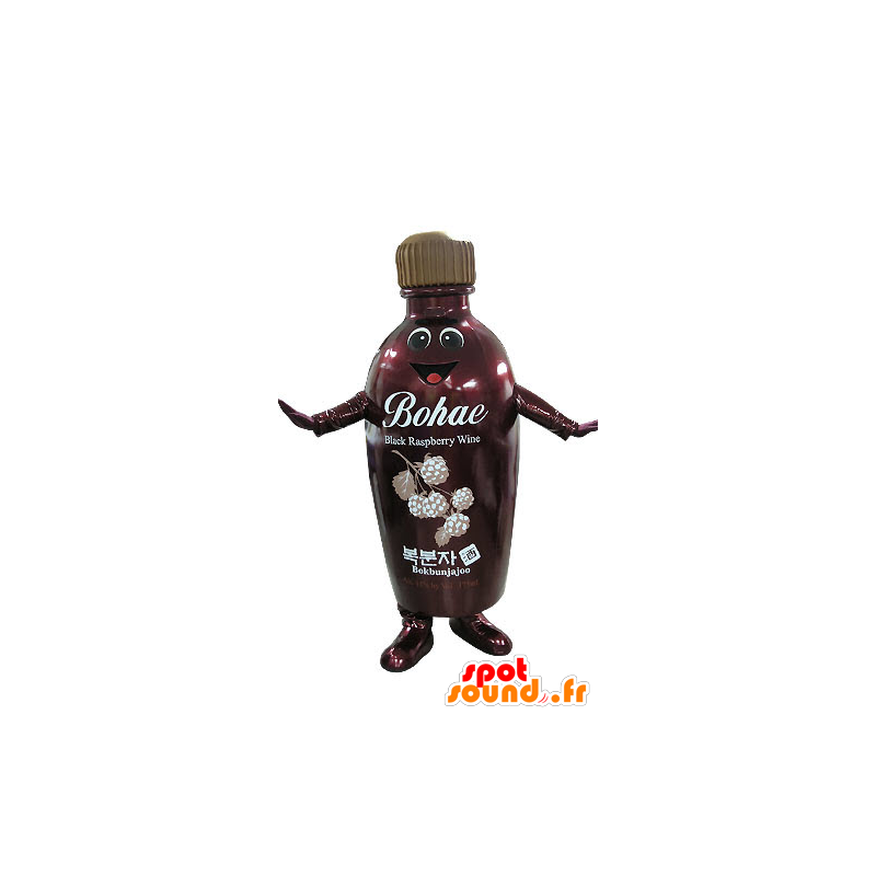 Red bottle and brown mascot, smiling - MASFR031263 - Mascots bottles
