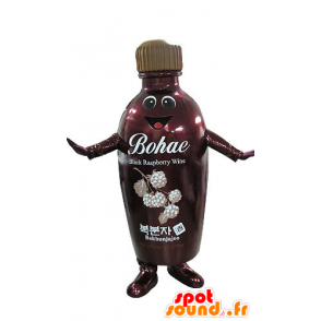 Bottiglia di rosso e marrone mascotte, sorridente - MASFR031263 - Bottiglie di mascotte