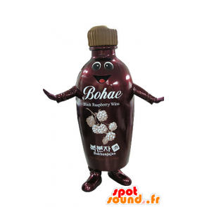 Mascotte de bouteille rouge et marron, souriante - MASFR031263 - Mascottes Bouteilles