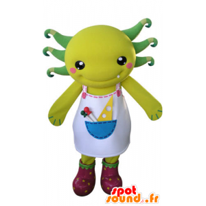 Geel en groen wezen mascotte met een schort - MASFR031271 - mascottes monsters