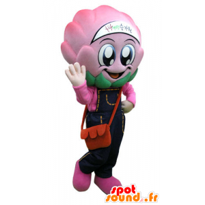 Cabbage mascot, pink overalls with artichoke - MASFR031275 - Food mascot