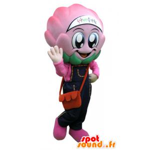 Mascote repolho, macacão rosa com alcachofra - MASFR031275 - mascote alimentos