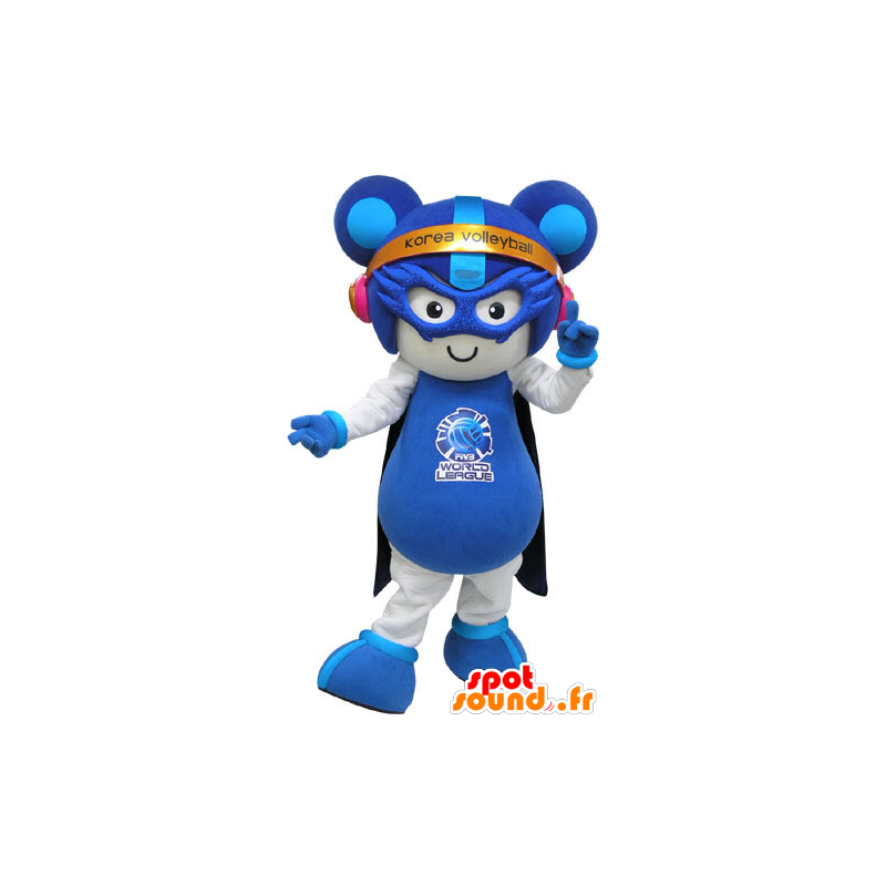 White and blue mouse mascot futuristic outfit - MASFR031279 - Mouse mascot