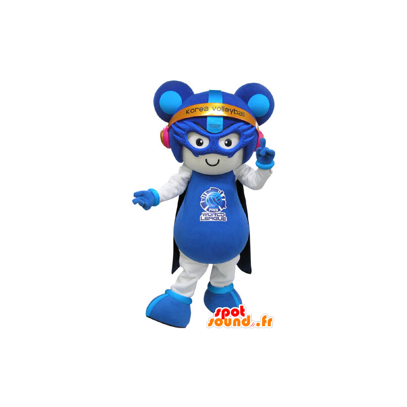 Branco e azul mascote do rato roupa futurista - MASFR031279 - rato Mascot