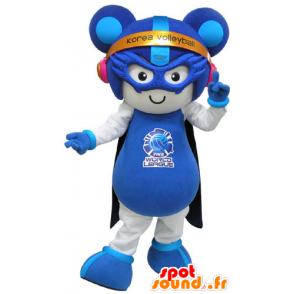 Bianco e blu del mouse mascotte vestito futuristico - MASFR031279 - Mascotte del mouse