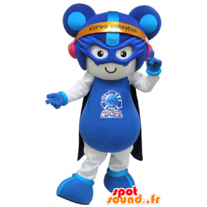 Branco e azul mascote do rato roupa futurista - MASFR031279 - rato Mascot