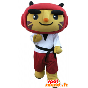 Tiger mascot dressed in taekwondo - MASFR031280 - Tiger mascots