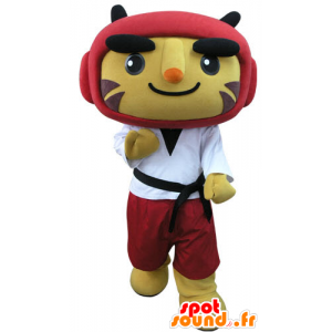 Mascotte de tigre en tenue de taekwondo - MASFR031280 - Mascottes Tigre