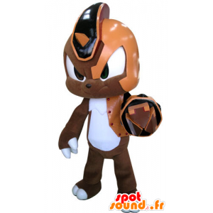 Mascot Kaninchen Cyborg braun, orange und weiß - MASFR031282 - Hase Maskottchen