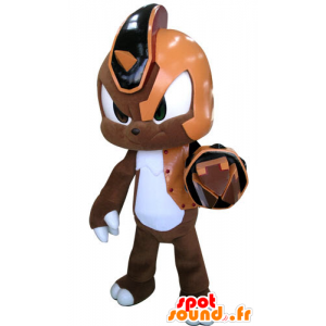 Mascot rabbit cyborg brown, orange and white - MASFR031282 - Rabbit mascot