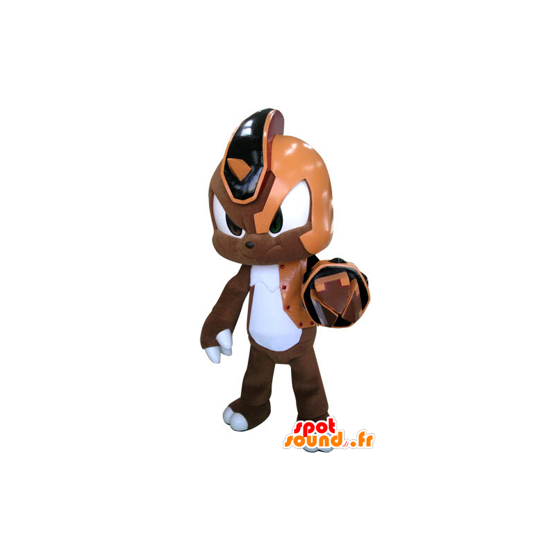 Mascotte de lapin cyborg marron, orange et blanc - MASFR031282 - Mascotte de lapins