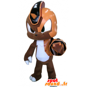 Mascot rabbit cyborg brown, orange and white - MASFR031282 - Rabbit mascot