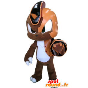 Mascot cyborg κουνέλι καφέ, πορτοκαλί και λευκό - MASFR031282 - μασκότ κουνελιών