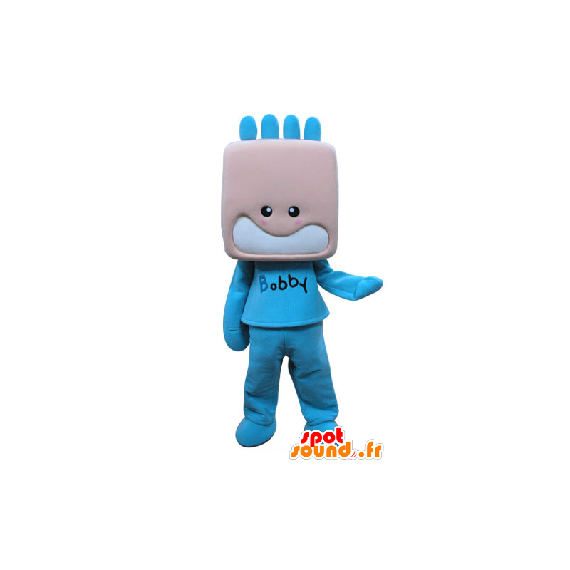 Barnmaskot, klädd i blå pojke - Spotsound maskot