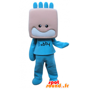 Barnmaskot, klädd i blå pojke - Spotsound maskot