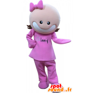 Mascotte de fillette habillée en rose. Mascotte de fille - MASFR031290 - Mascottes Garçons et Filles