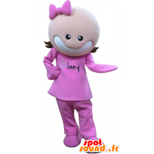 Menina mascote vestida de rosa. menina Mascot - MASFR031290 - Mascotes Boys and Girls