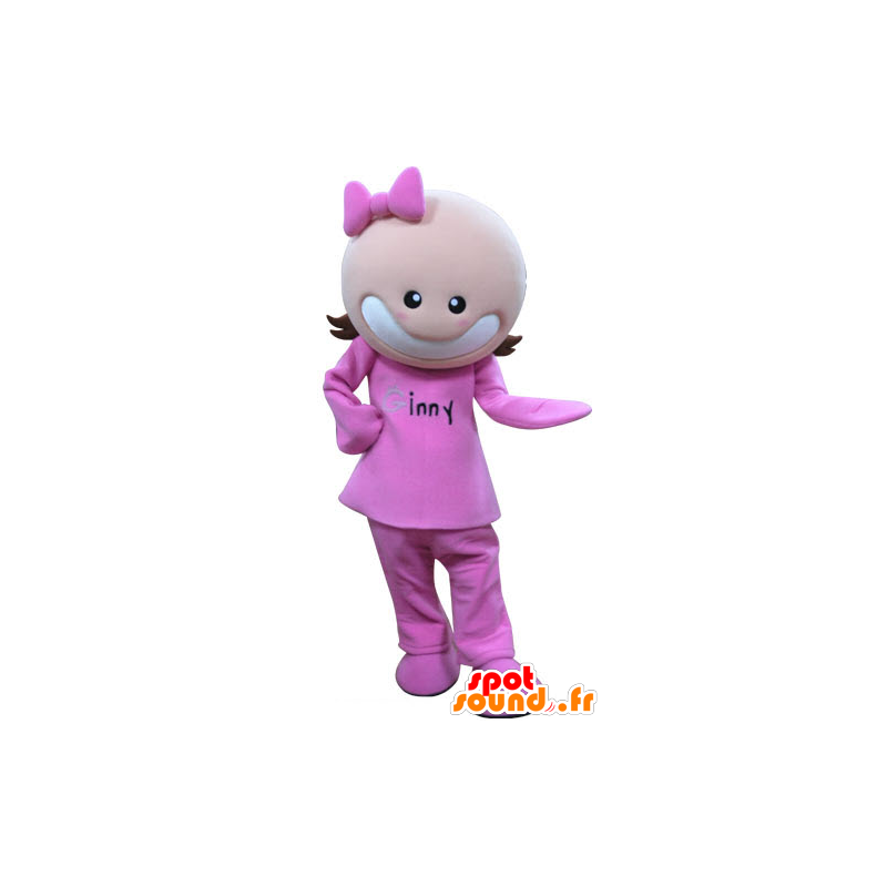 Mascotte de fillette habillée en rose. Mascotte de fille - MASFR031290 - Mascottes Garçons et Filles