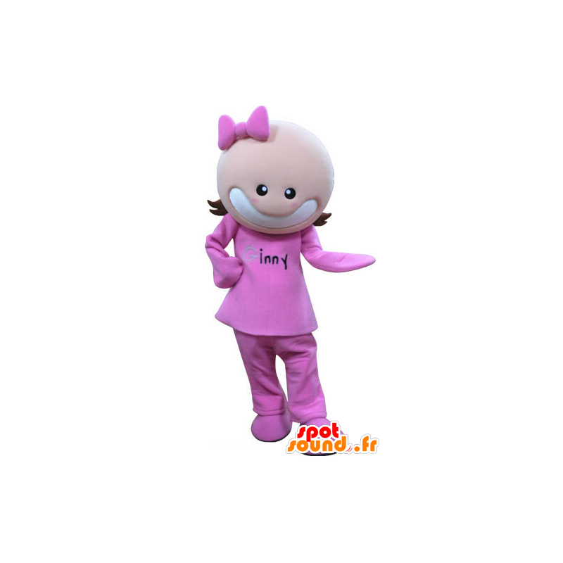 Menina mascote vestida de rosa. menina Mascot - MASFR031290 - Mascotes Boys and Girls