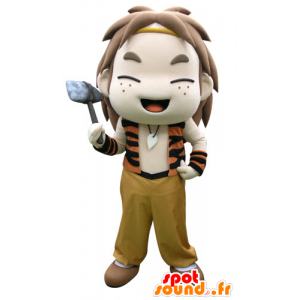 Mascot small prehistoric boy, very happy - MASFR031291 - Mascots boys and girls