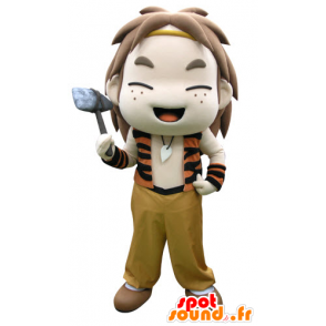 Mascot menino pequeno pré-histórico, muito feliz - MASFR031291 - Mascotes Boys and Girls