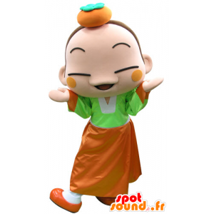 Colorful mascot girl with orange on head - MASFR031292 - Mascots boys and girls