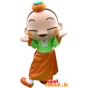 Mascotte de fille colorée avec une orange sur la tête - MASFR031292 - Mascottes Garçons et Filles