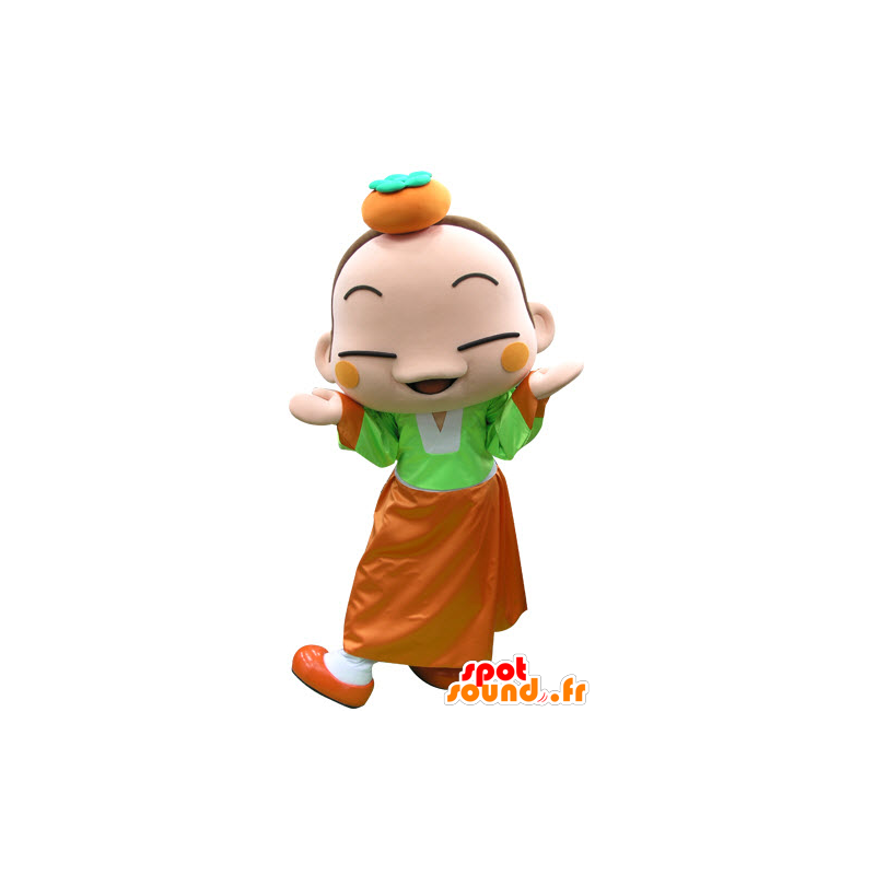 Colorful mascot girl with orange on head - MASFR031292 - Mascots boys and girls