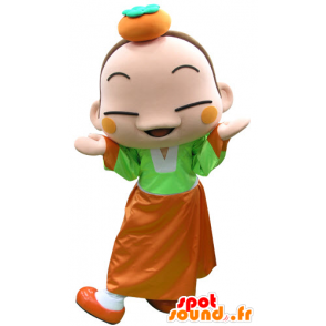 Mascotte de fille colorée avec une orange sur la tête - MASFR031292 - Mascottes Garçons et Filles