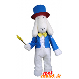 Cane mascotte bianco vestito in costume guidata - MASFR031295 - Mascotte cane