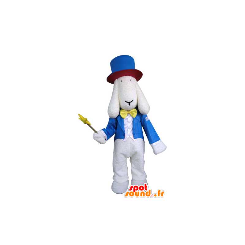 Cane mascotte bianco vestito in costume guidata - MASFR031295 - Mascotte cane