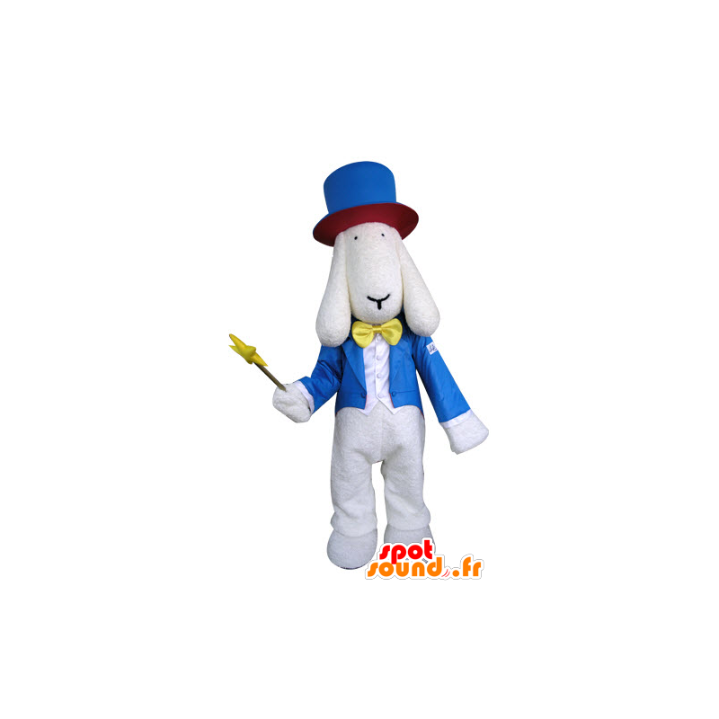 White dog mascot dressed in wizard costume - MASFR031295 - Dog mascots
