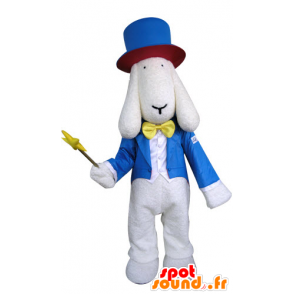 Cane mascotte bianco vestito in costume guidata - MASFR031295 - Mascotte cane